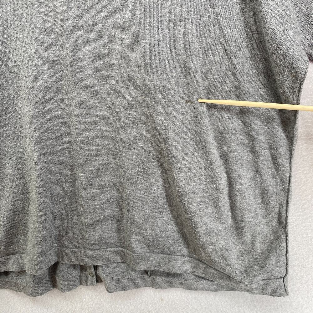 EILEEN FISHER Cardigan L Organic Cotton Snap Front Drawstring Sweater Gray - Picture 11 of 15